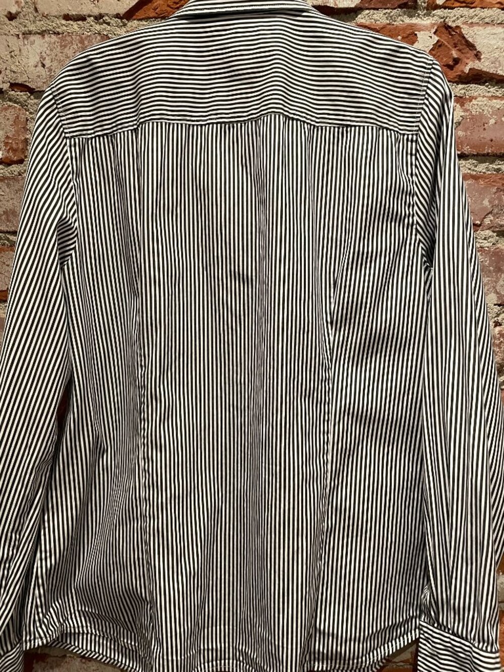 J. CREW Stretch Perfect Black and White striped menswear Women's Blouse/Tunic - Picture 3 of 3